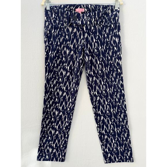 Lilly Pulitzer Women’s Size 2 Navy Print Pants Slim Fit Cotton Blend - Picture 16 of 16